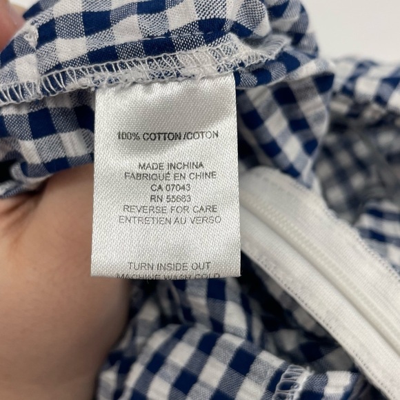 Kenar Gingham blue white checkered strapless jumpsuit waist tie  100% cotton XS - Picture 9 of 16